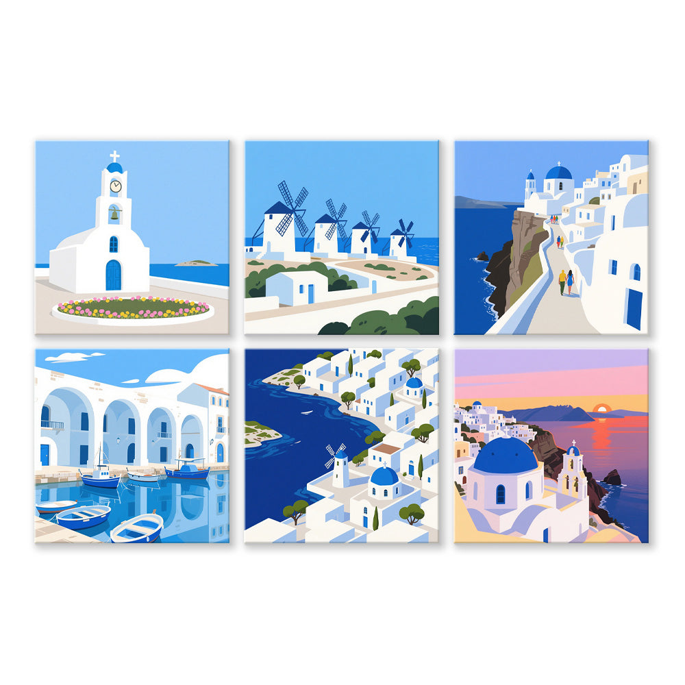 Día Soleado en Santorini 6 Partes Mini Pintar por Números