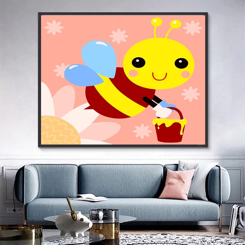 Dibujo de Abeja Linda con Alas Azules Pintar por Números Niños