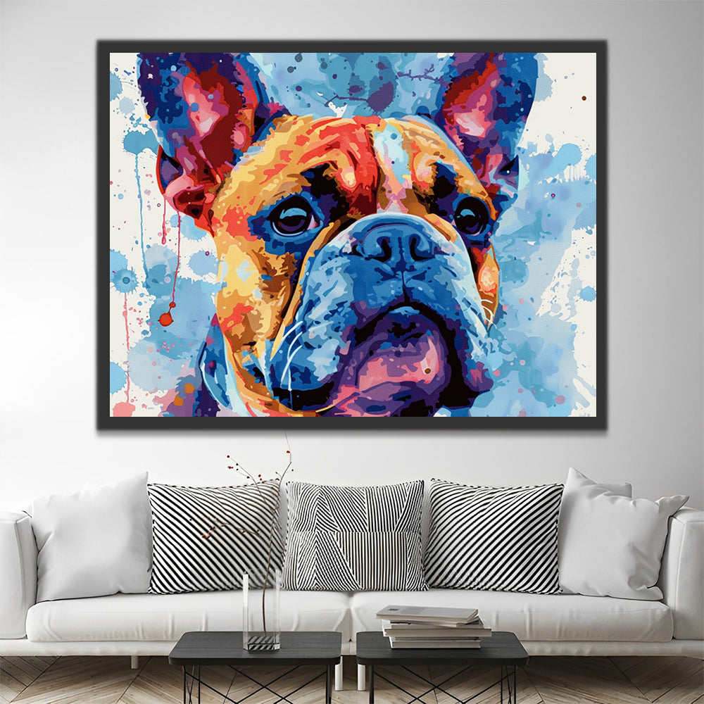 Dibujo de Acuarela de Bulldog Pintar por Números
