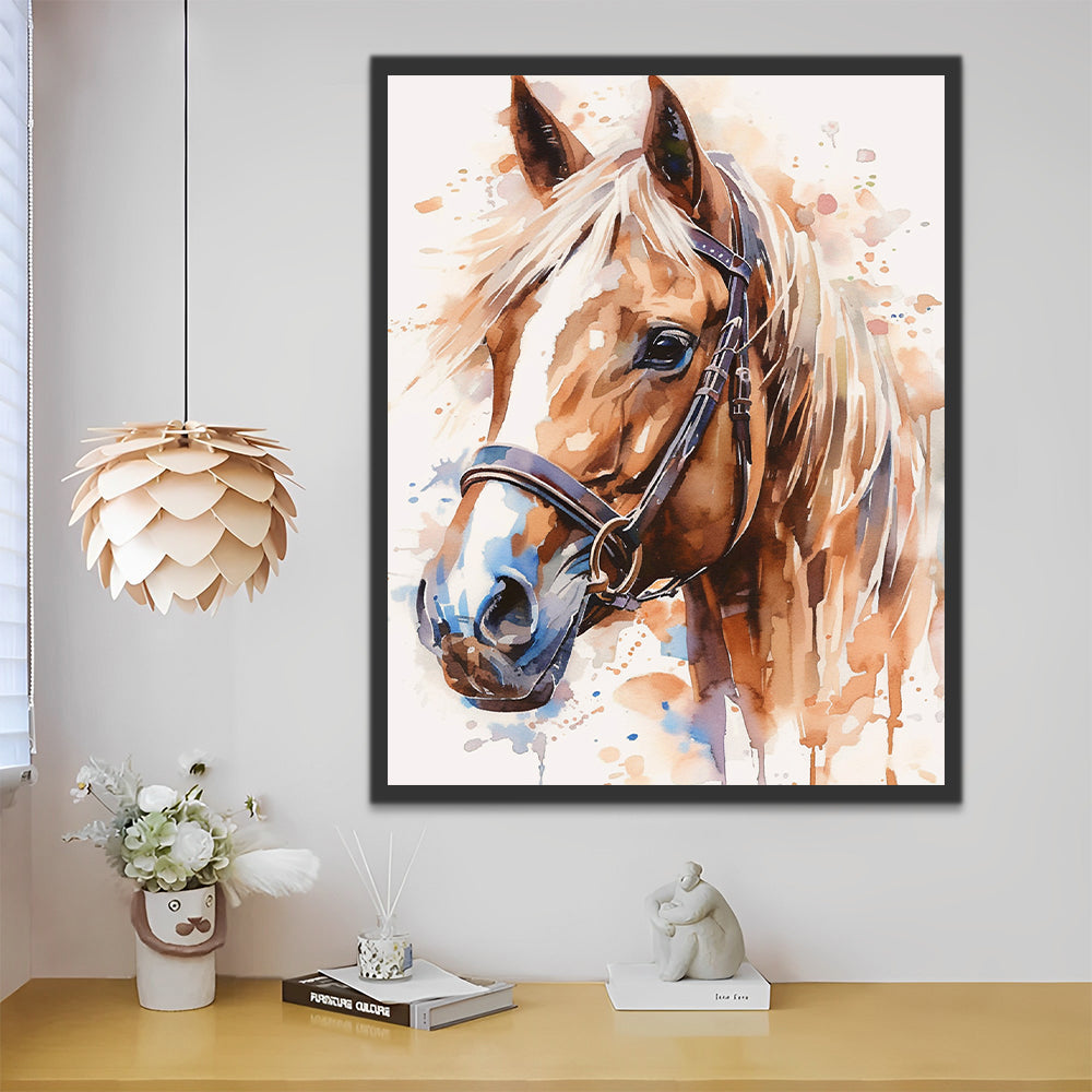 Dibujo de Acuarela de Caballo Marrón Pintar por Números