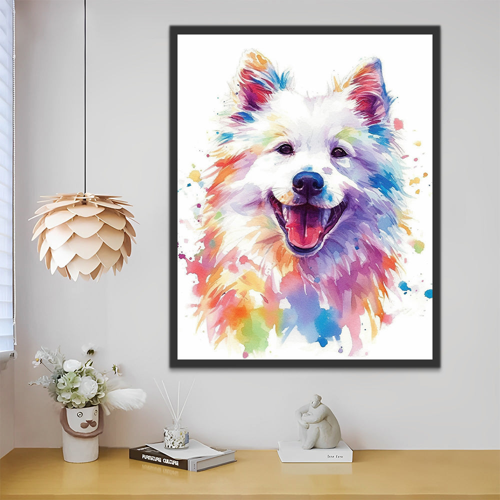 Dibujo de Acuarela de Perro con Sonrisa Pintar por Números
