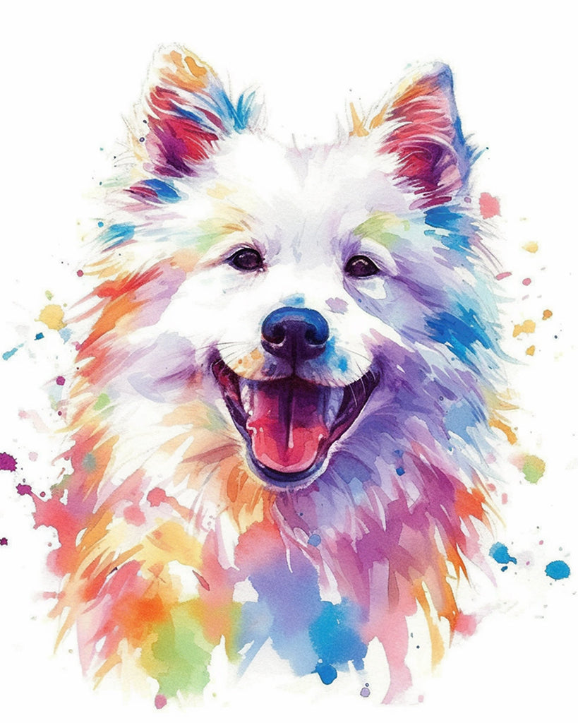 Dibujo de Acuarela de Perro con Sonrisa Pintar por Números