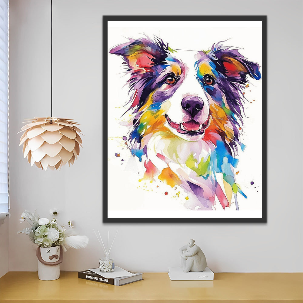 Dibujo de Acuarela de Perro Feliz Pintar por Números