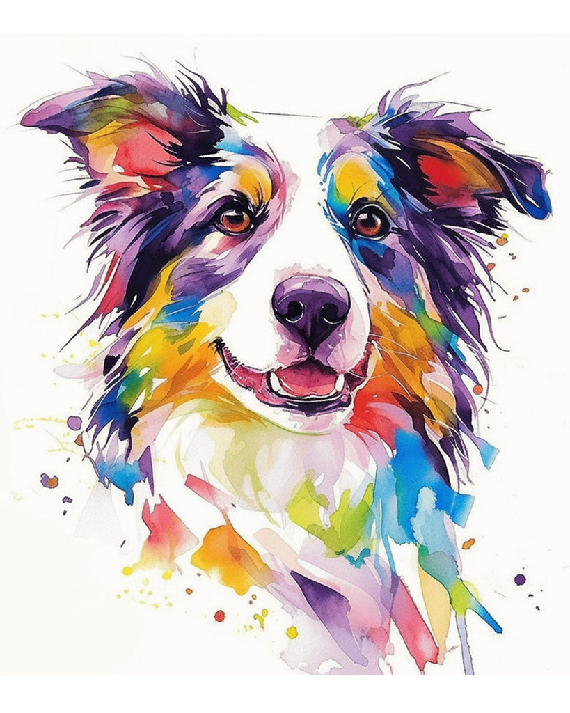 Dibujo de Acuarela de Perro Feliz Pintar por Números