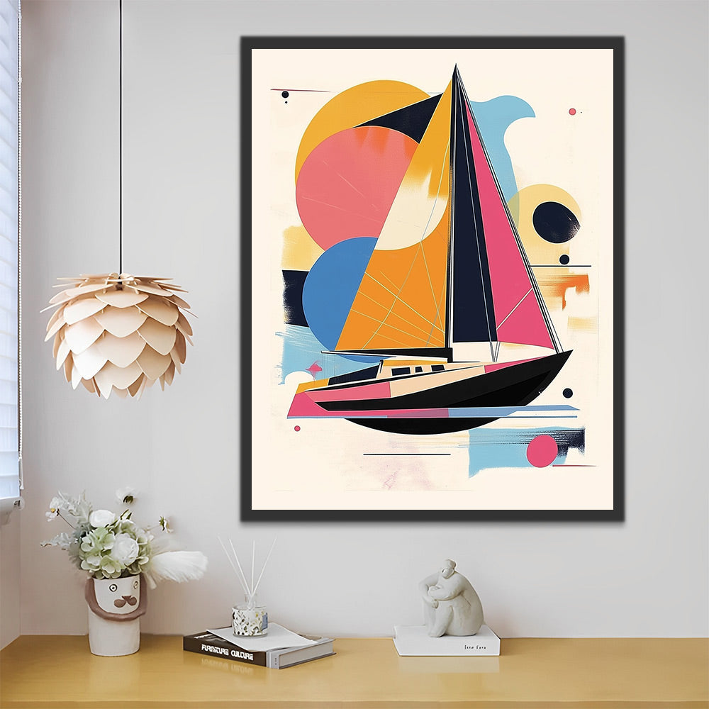 Dibujo de Barco Colorido de Velas Pintar por Números