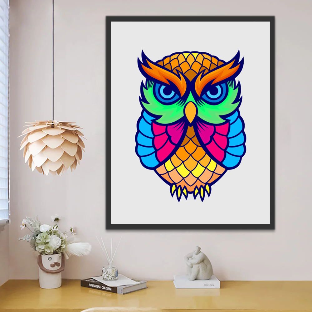 Dibujo de Búho Colorido Pintar por Números Niños