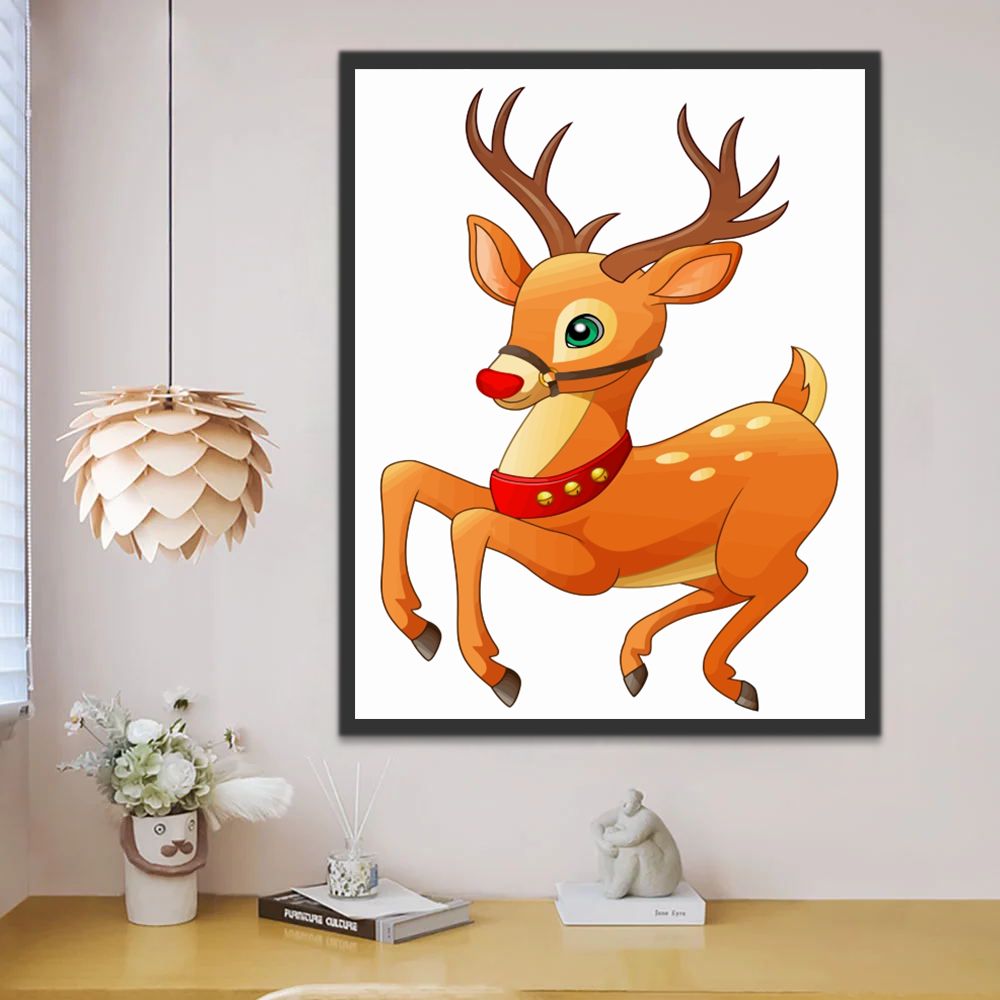 Dibujo de Ciervo Sika Lindo Corriendo Pintar por Números Niños