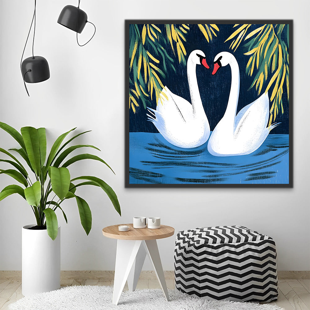 Dibujo de Cisnes de Amor Pintar por Números