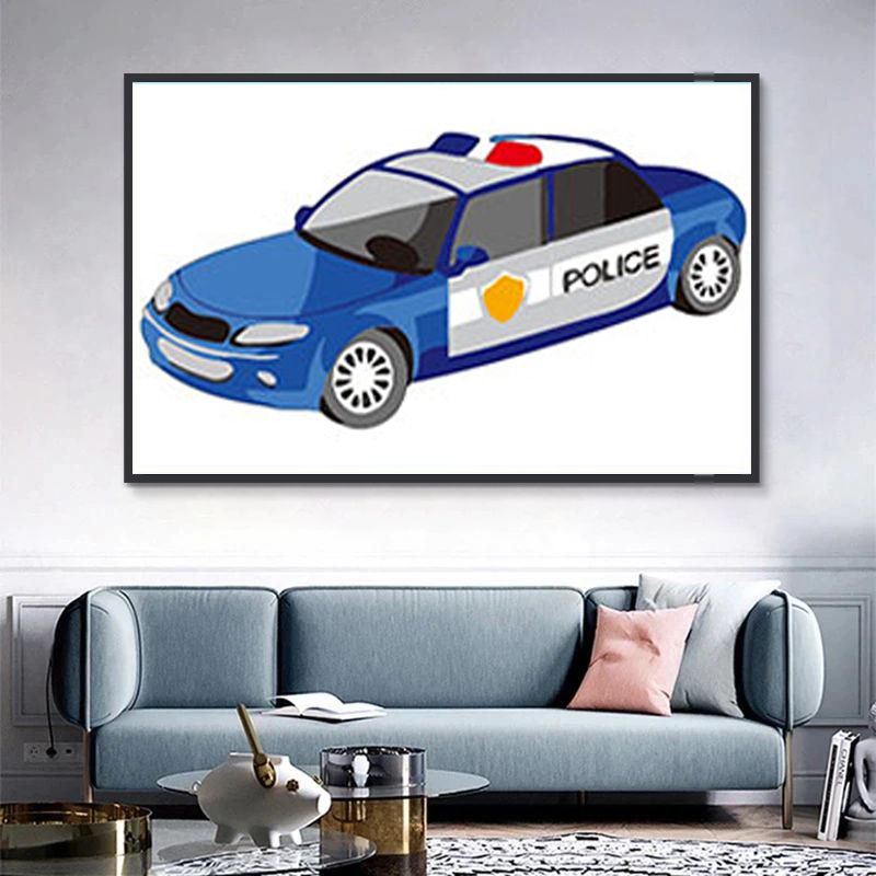 Dibujo de Coche de Policía Pintar por Números Niños