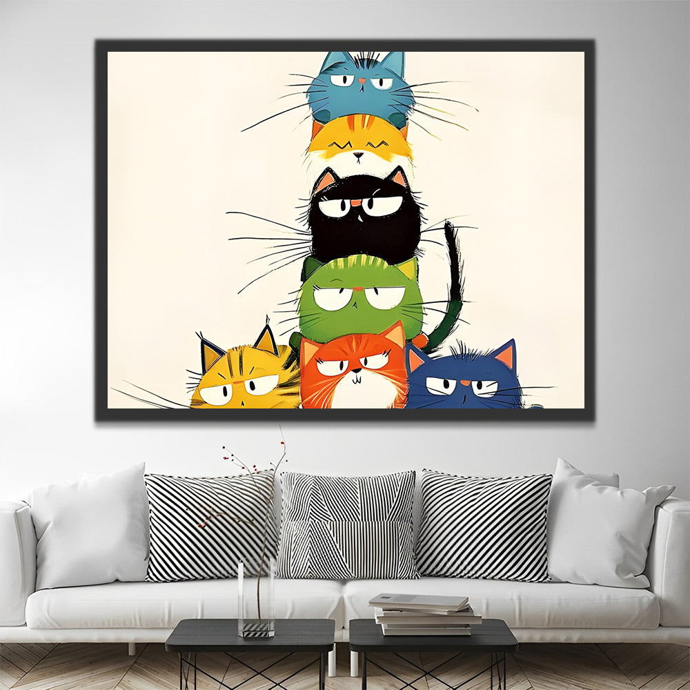 Dibujo de Gatos de Colores Diversos Pintar por Números