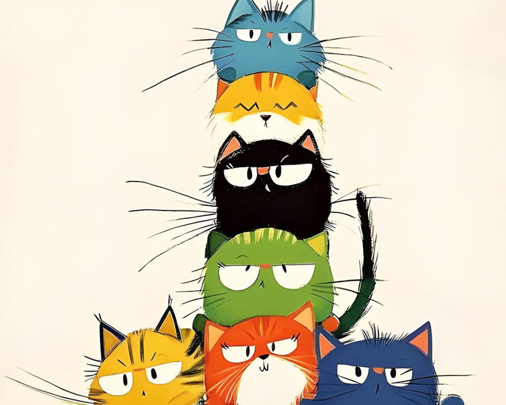 Dibujo de Gatos de Colores Diversos Pintar por Números