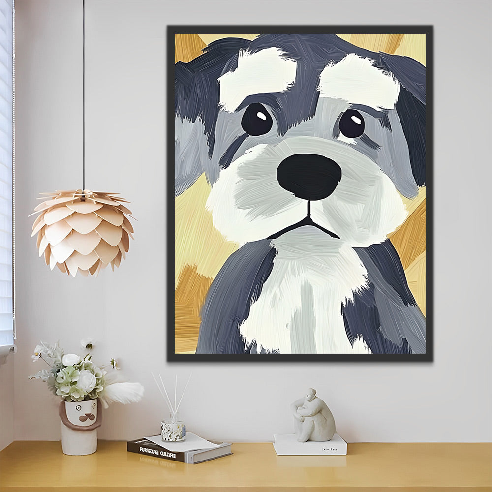 Dibujo de Perrito Gris Triste Pintar por Números