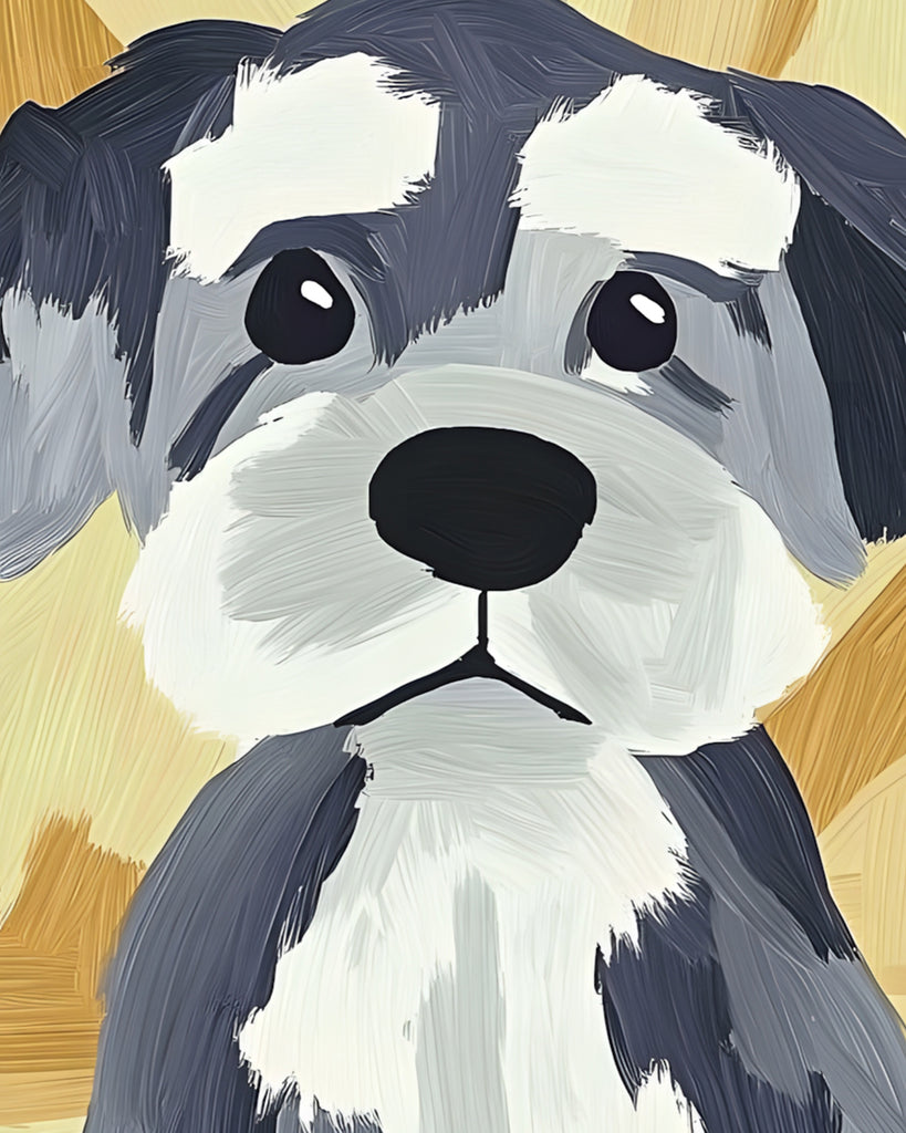 Dibujo de Perrito Gris Triste Pintar por Números