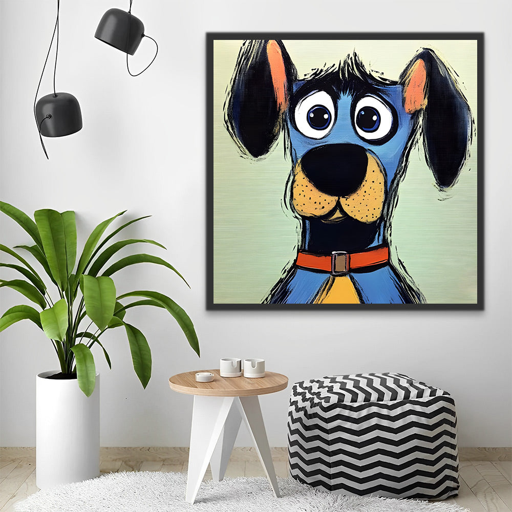 Dibujo de Perro Azul con Fondo Verde Pintar por Números