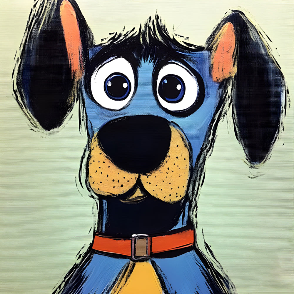 Dibujo de Perro Azul con Fondo Verde Pintar por Números