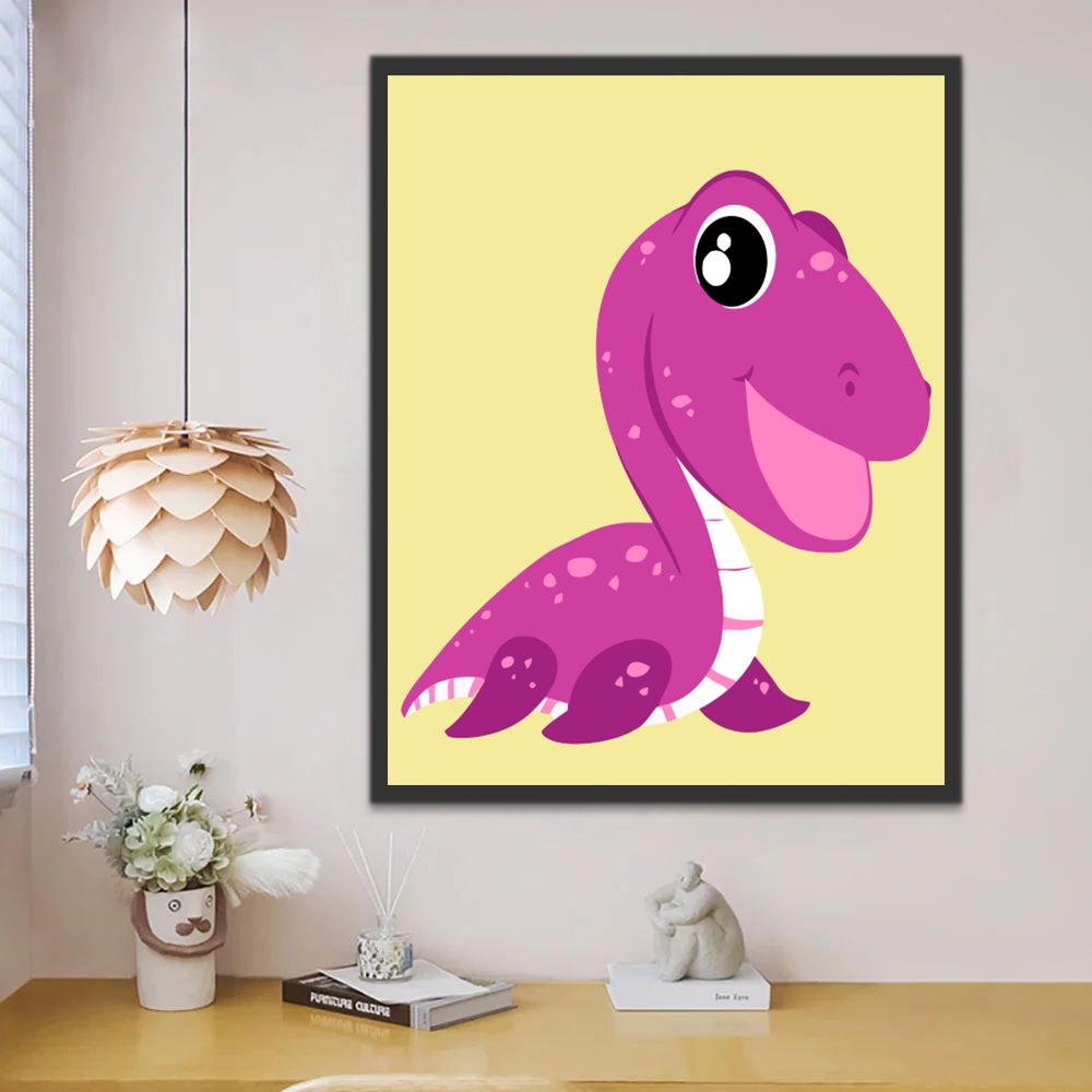 Dinosaurio Morado Lindo en Dibujos Animados Pintar por Números Niños