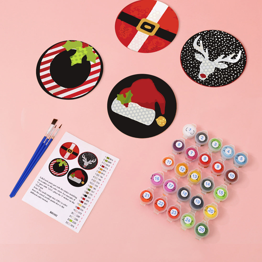 Disfraces Navideños 4 Posavasos Pintar por Números