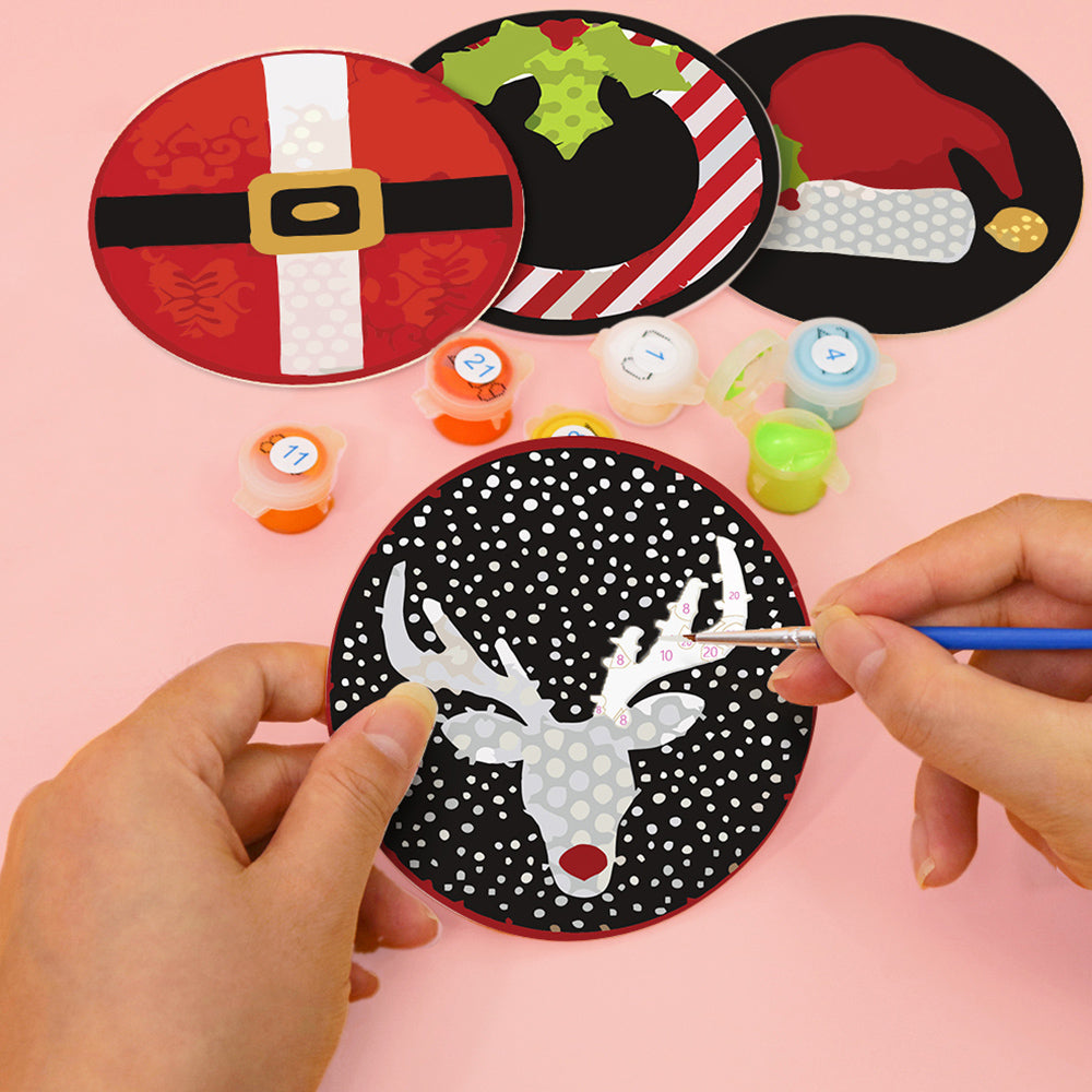 Disfraces Navideños 4 Posavasos Pintar por Números