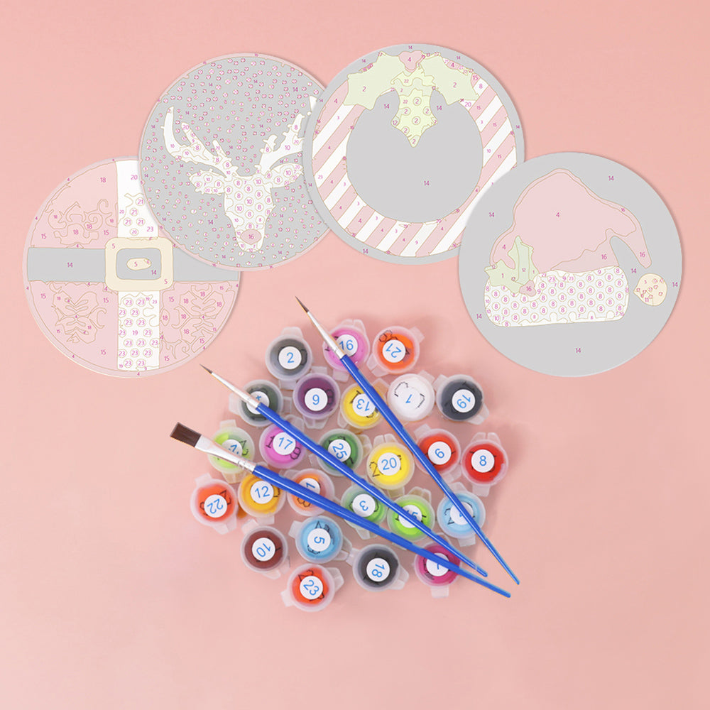 Disfraces Navideños 4 Posavasos Pintar por Números