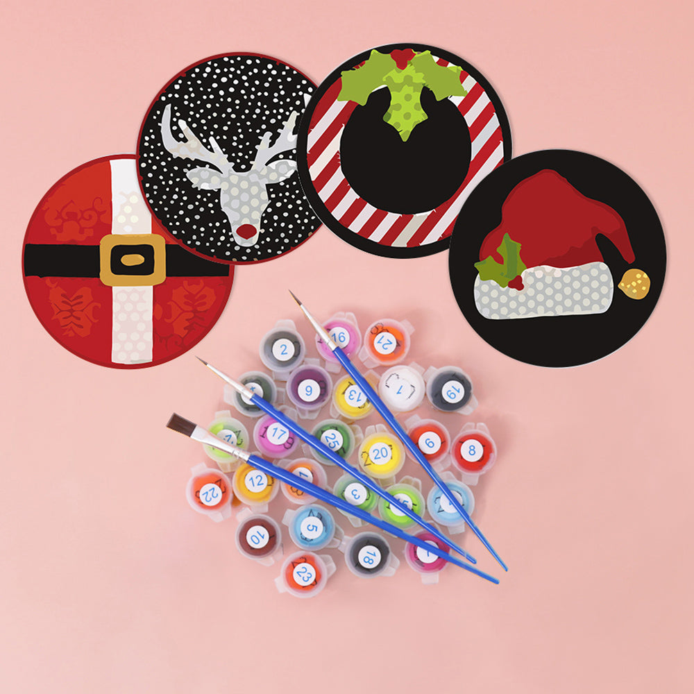 Disfraces Navideños 4 Posavasos Pintar por Números