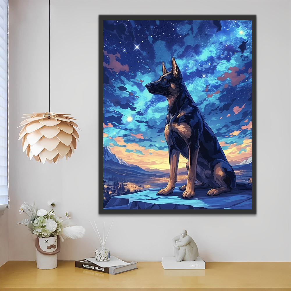 Dóberman Mirando el Cielo Estrellado Pintar por Números