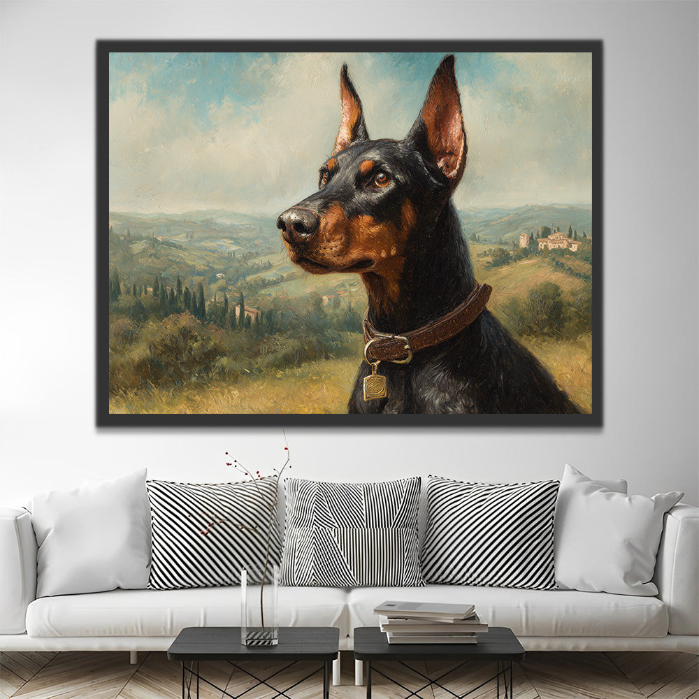 Doberman Pinscher de Alerta en el Campo Pintar por Números