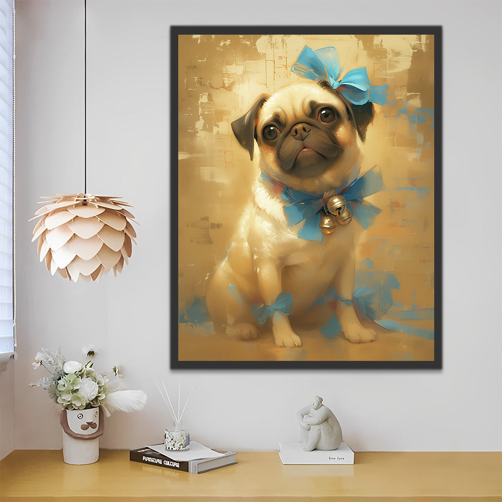 Doguillo con Lazo Azul Pintar por Números