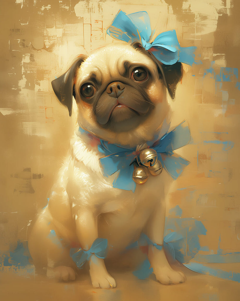 Doguillo con Lazo Azul Pintar por Números