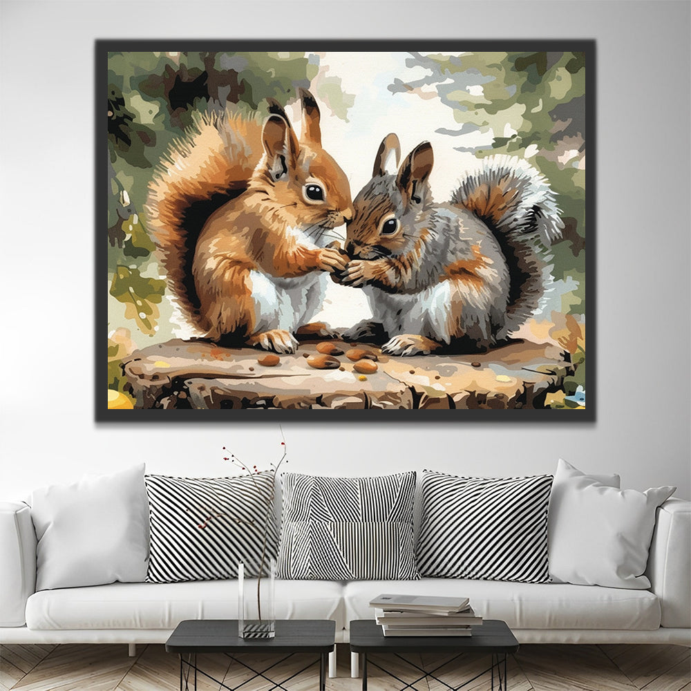 Dos Ardillas Adorables Pintar por Números