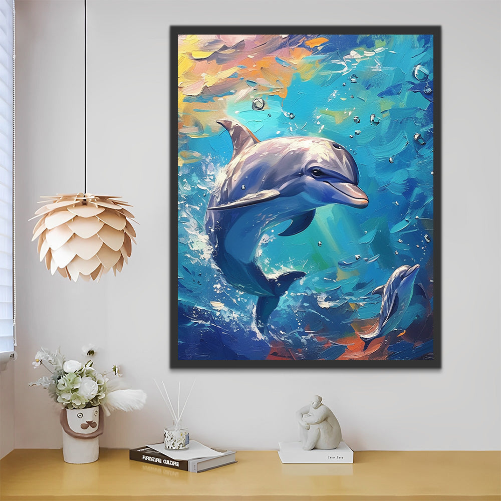 Dos Delfines Adorables en el Mar Pintar por Números