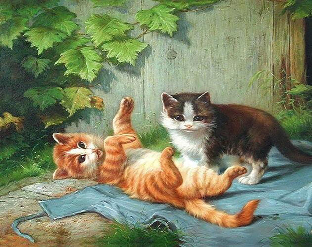 Dos Gatos Jugando en la Manta Pintar por Números