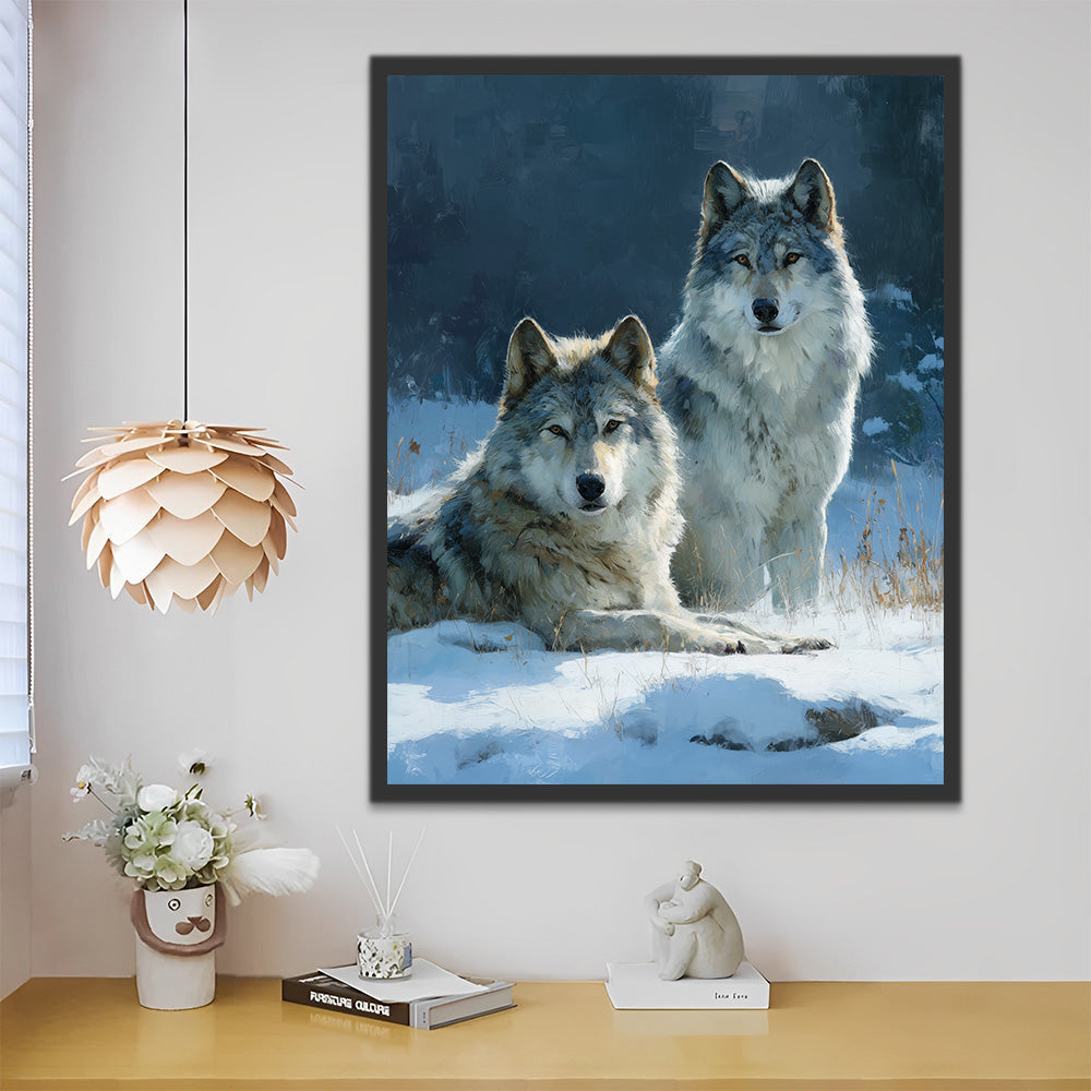 Dos Lobos en la Nieve Pintar por Números