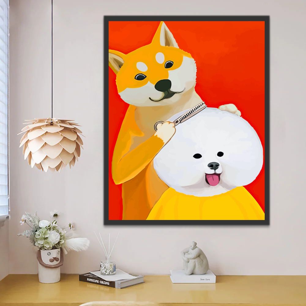 Dos Perros en la Peluquería Pintar por Números Niños