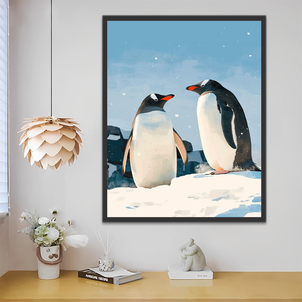 Dos Pingüinos en Nieve Pintar por Números