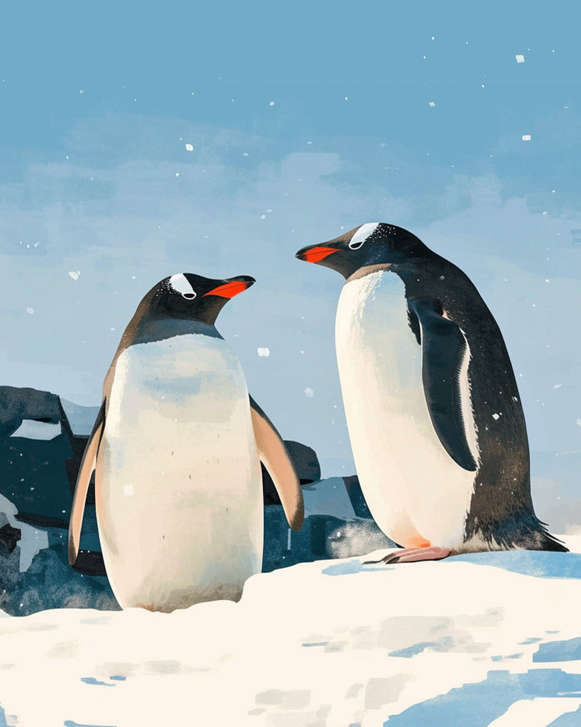 Dos Pingüinos en Nieve Pintar por Números