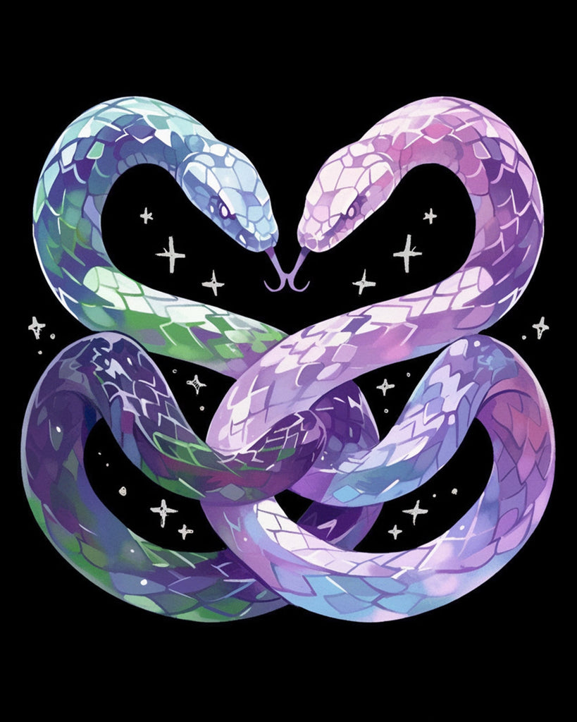 Dos Serpientes Moradas Entrelazadas Pintar por Números