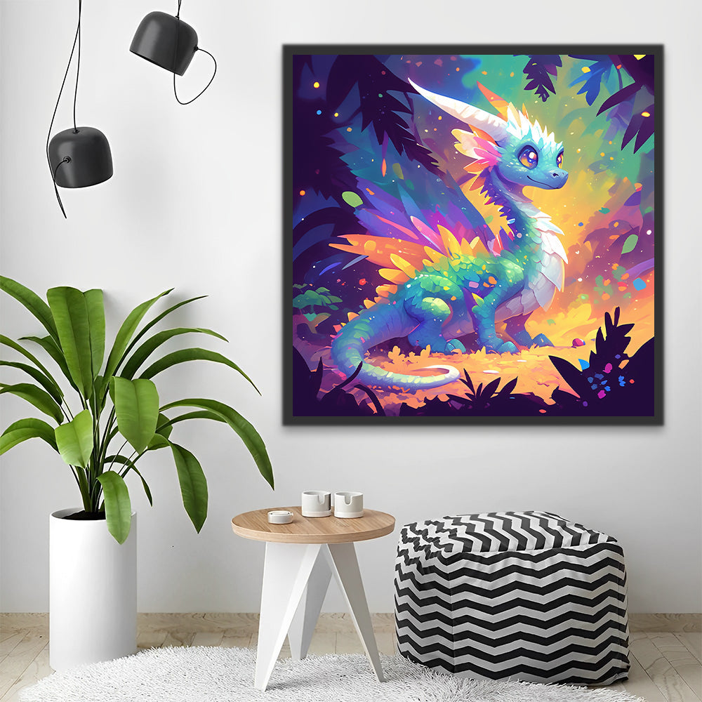 Dragón Colorido Adorable en el Bosque Pintar por Números