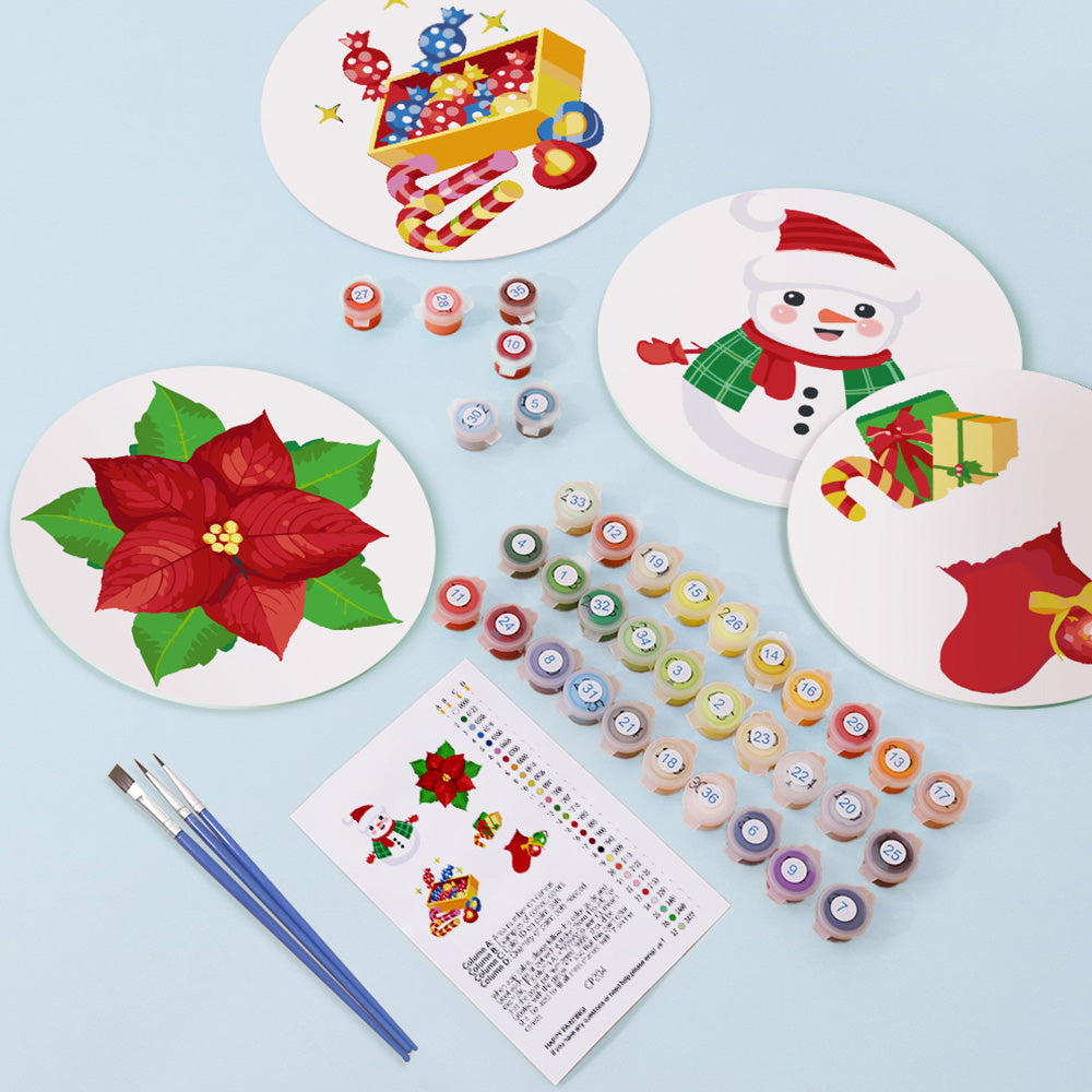 Dulces y Regalos de Navidad 4 Salvamanteles Pintar por Números