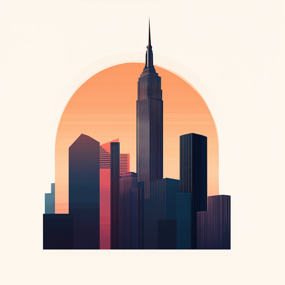 Edificios de Ciudad y Puesta del Sol Mini Pintar por Números