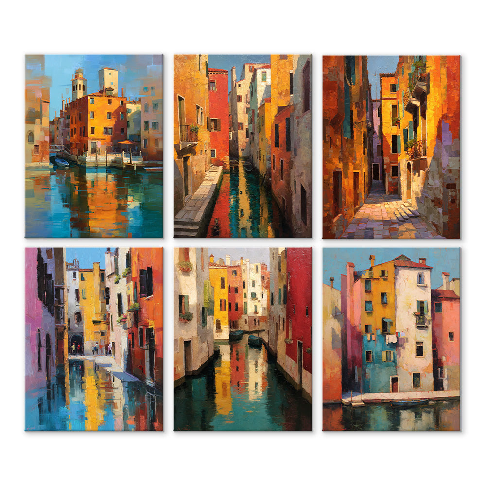 Edificios Residenciales Coloridos 6 Partes Mini Pintar por Números