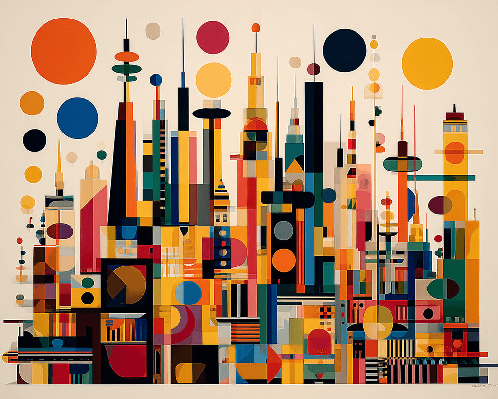 Edificios Urbanos Geométricos Coloridos Abstractos Pintar por Números