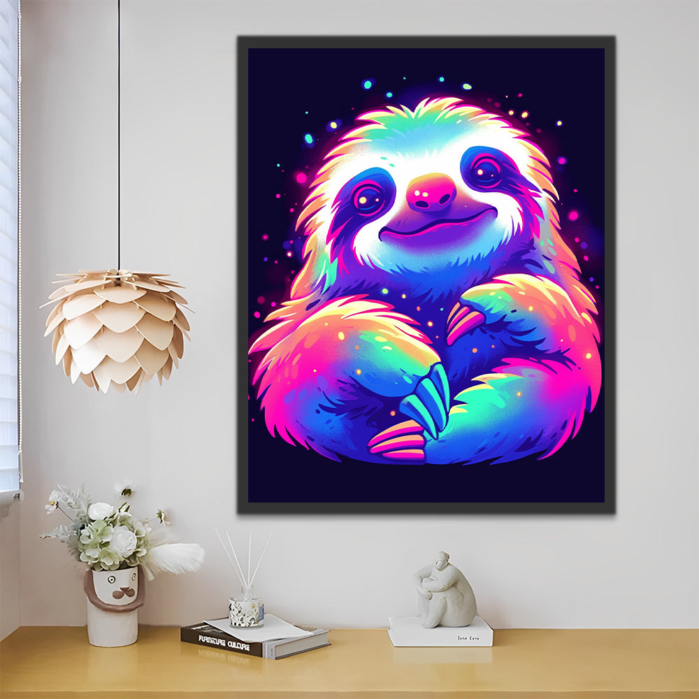 El Oso Perezoso Adorable de Colores Brillantes Pintar por Números