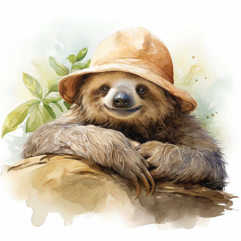 El Oso Perezoso con Sombrero sobre la Cabeza Pintar por Números