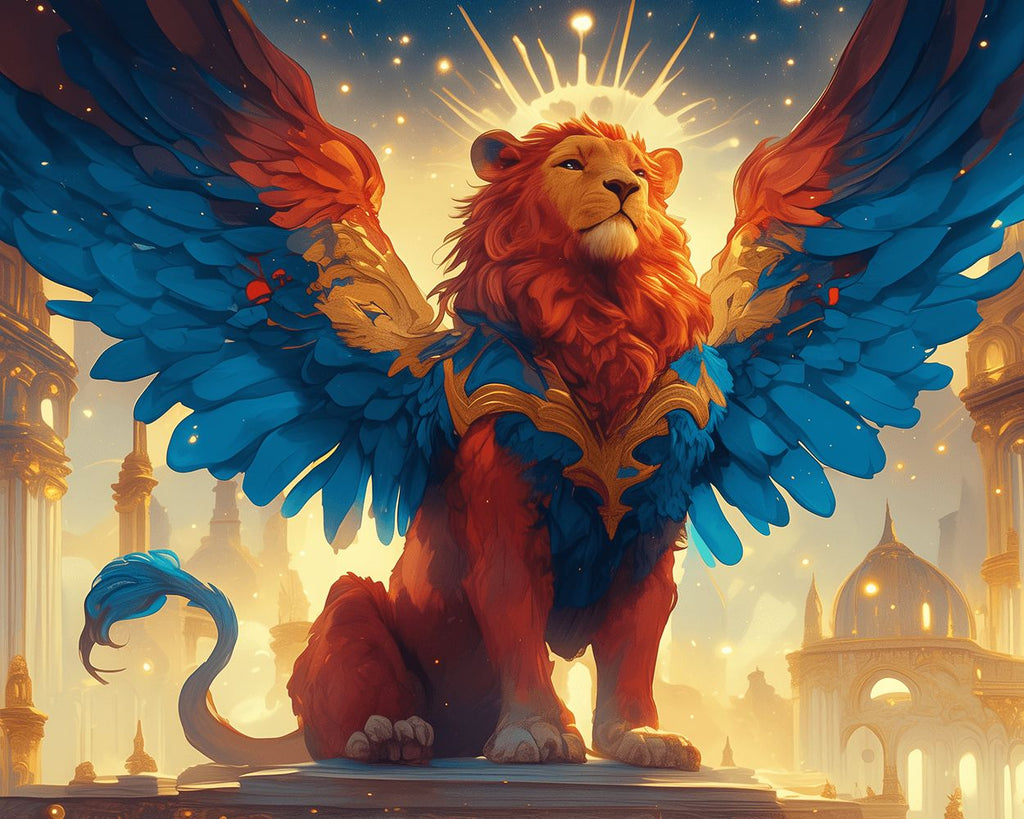El Rey León Alado de la Ciudad Pintar por Números