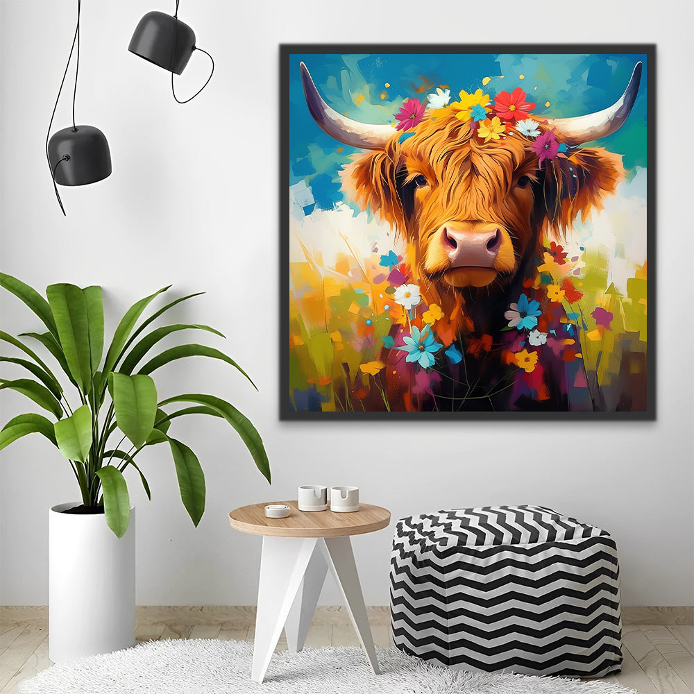 El Yak Rodeado de Flores Coloridas Pintar por Números