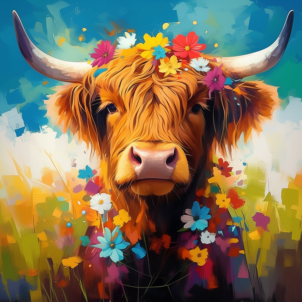 El Yak Rodeado de Flores Coloridas Pintar por Números