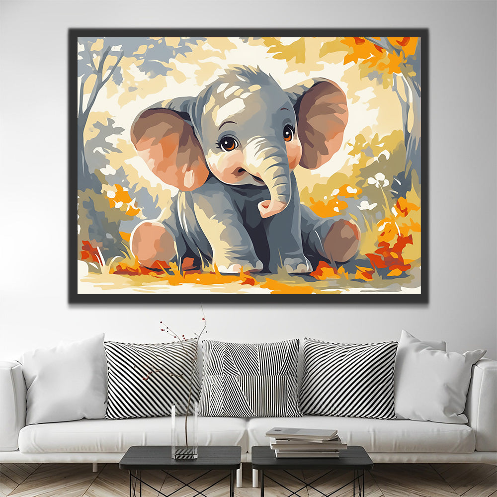Elefante Bebé Lindo en el Bosque Pintar por Números