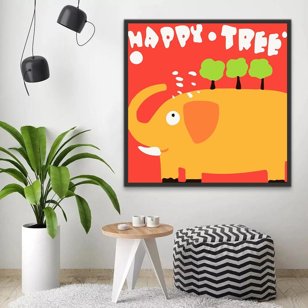 Elefante Lindo Regando los Árboles Pintar por Números Niños