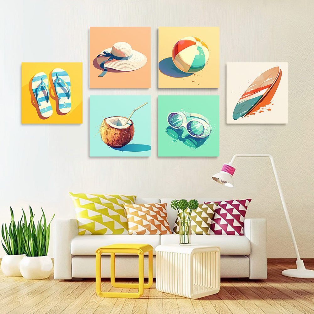 Equipo de Playa de Verano 6 Partes Mini Pintar por Números