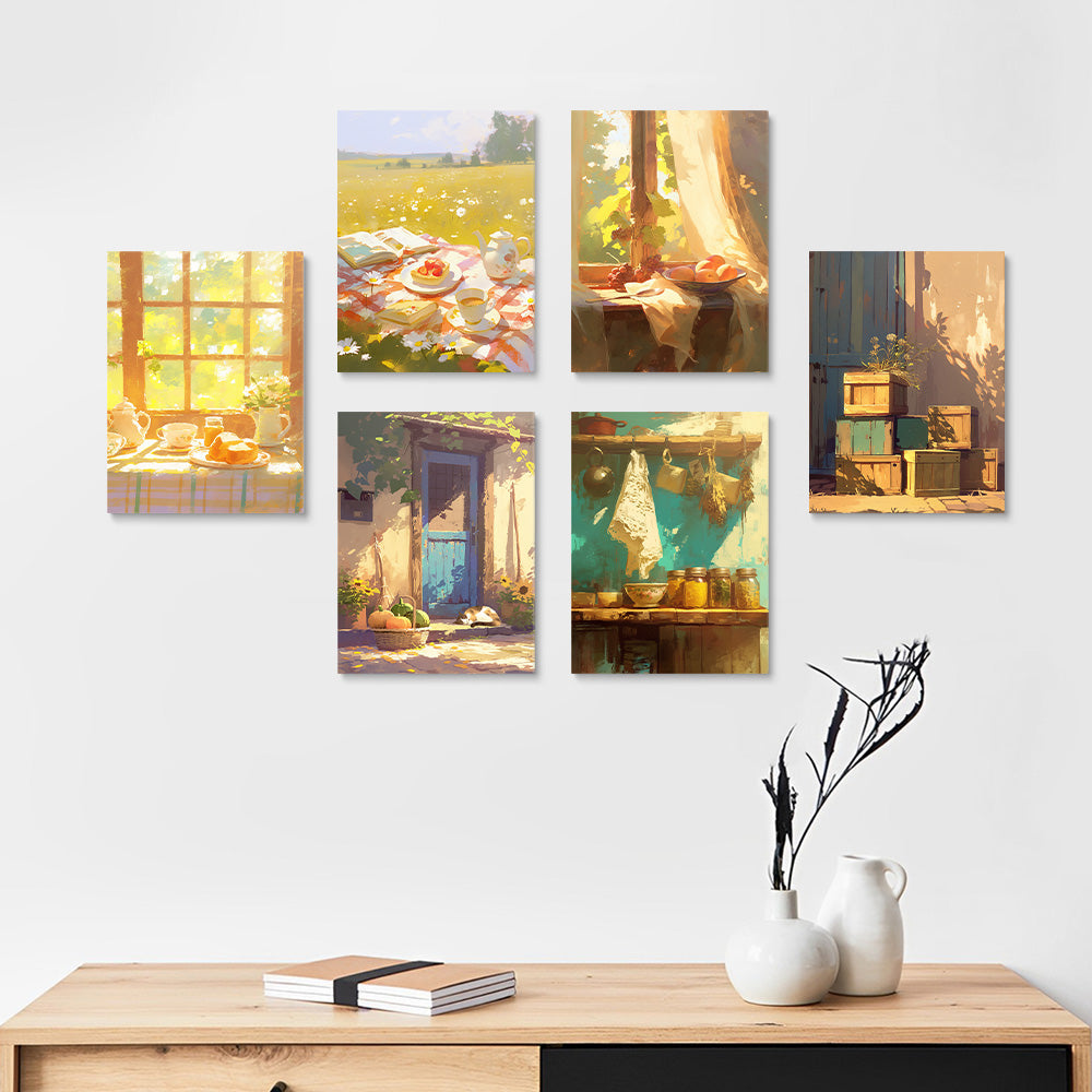 Escena de Casa en Campo 6 Partes Mini Pintar por Números